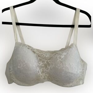 Soma The Cami Bra Lace Underwire 38D White Full Coverage Floral Lace Lined Cups